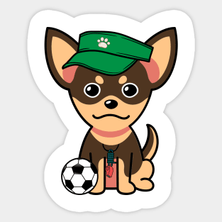 Funny small dog is a soccer coach Sticker